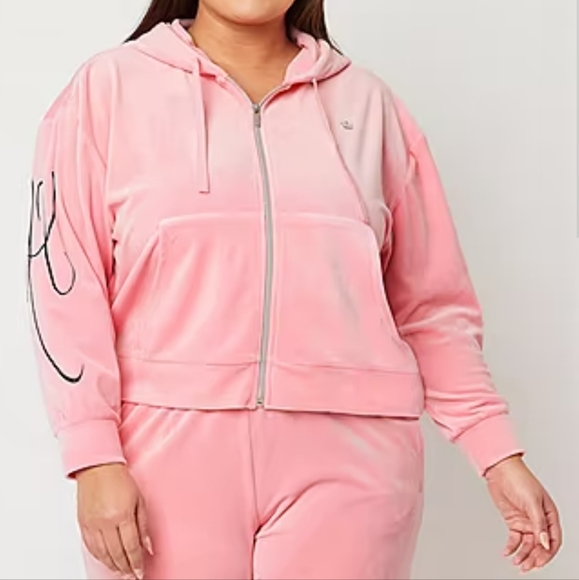 🩷 SO SOFT 🩷 JUICY BY JUICY COUTURE 2X & 3X WOMEN'S LONG SLEEVE ZIPPER HOODIE - Picture 2 of 5